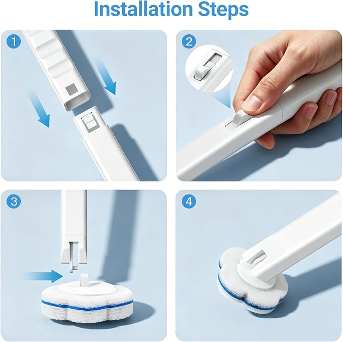 SetSail Disposable Toilet Brush, Wall Mount Toilet Brush with Holder Set Contains 16 Replacement Toilet Bowl Cleaner Wand Long Handled Toilet Kit Flip Top Toilet Brush for Bathroom Cleaning, White