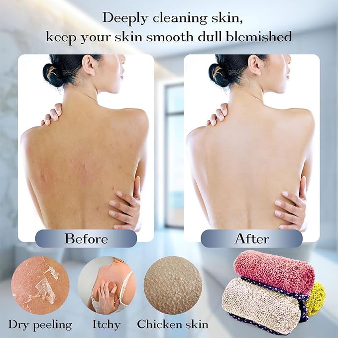 African Net Sponge Authentic - 3 Pcs Exfoliating Net Sponge with Mit Engmaschigem Design for Body & Back Scrubber, 31.5-Inch Long Bath Sponge for Shower, Skin Smoothing Washcloth (Pink, Yellow, White)
