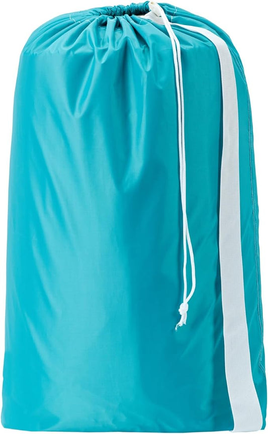 HOMEST XL Laundry Bag with Strap, Clothes Organizer for Dorm & Travel | Heavy-duty nylon material supports bulky garments and daily transport between baskets and storage areas, Sky Blue