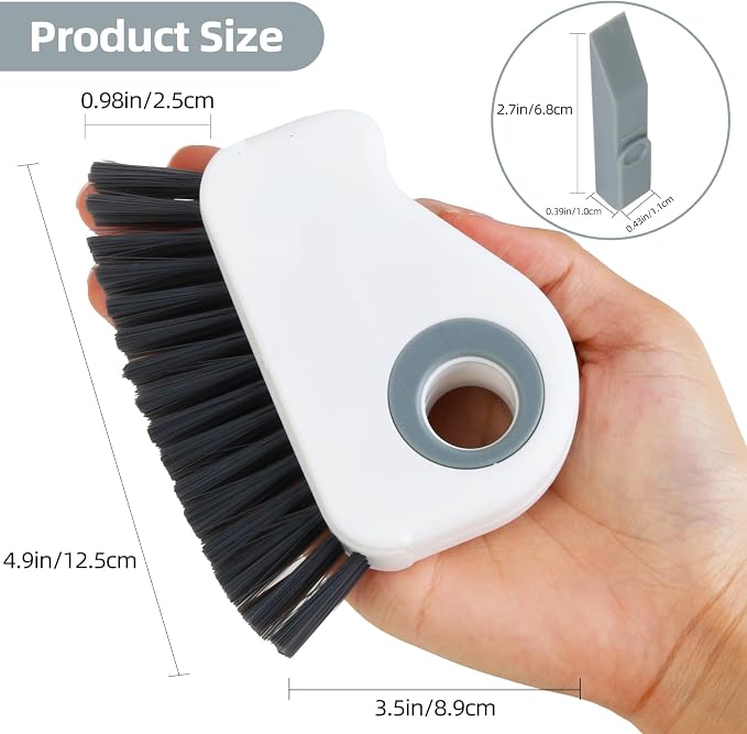 Window Track Cleaning Brush, 2-in-1 Groove Cleaner Brush - Deep Clean & Scratch-Free for Sliding Door Tracks, Shower Door Sills & Household Narrow Gaps (2-Pack, Gray)