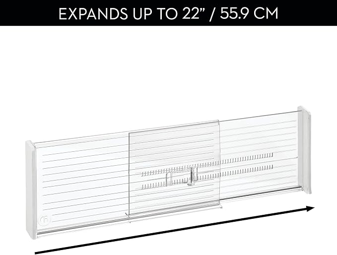 iDesign Expandable Deep Drawer Dividers, Set of 2, Clear | Kitchen, Dresser, Desk Drawers