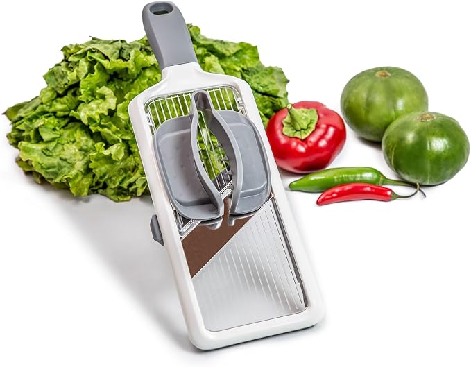 Multi Handheld Mandoline Slicer - Adjustable Stainless Steel Blades, Comfort Grip, Safety Features, Dishwasher Safe Easy to Clean Ideal for Fast and Precise Slicing of Fruits and Vegetables