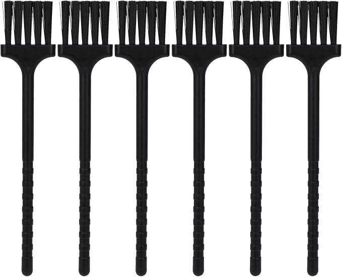 Detail Cleaning Brush 6-Pack, Nylon Bristle Tool for Grinders & Keyboards | 6-Pack, 5In PP Handle, 25mm Head, Nylon Bristles For Grinders, Keyboards, Shavers, Vents