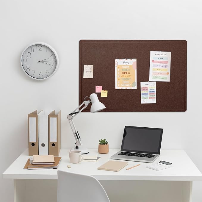 Felt Bulletin Board 36x24 inches, Decorative Pin Board for Home & Office | Cork Board Alternative for Wall with Push Pins, Display Mood Board for Photos, Notes & Reminders