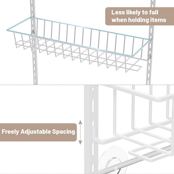 ElegantArray 9-Tier Pantry Door Organizer, White | Over The Door Pantry Organizer Rack and Storage, Hanging Spice Rack Shelves Door, Home Office Laundry Room Bathroom & Kitchen