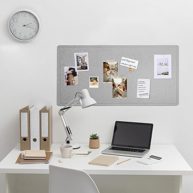 Felt Bulletin Board 35x18 inches, Decorative Pin Board for Home & Office | Cork Board Alternative for Wall with Push Pins, Display Mood Board for Photos, Notes & Reminders