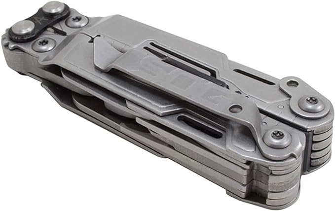SOG PowerPint Mini Compact Stainless Steel Multi-Tool |18 Lightweight Specialty Tools & SOG Multitool Pliers Pocket Knife, Stone Wash | 18 Locking Tools, Compound-Leverage Needle-Nose Pliers, Magnetic 1/4 Hex Bit Driver, 5 Length, 4.2 Oz, Stonewash Finish