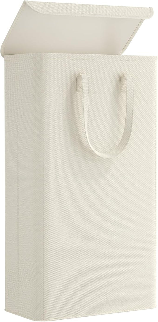 Lifewit Narrow Laundry Hamper, Collapsible Laundry Basket with Lid, 64.9L White