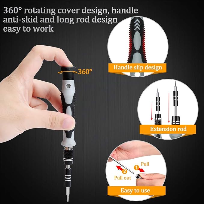LIFEGOO Precision Screwdriver Set,Mini Repair Tool Kit with Torx Triwing Bits Repair for Electronics Computer, Macbook, Laptop, PC, RC, PS5, iphone,Jewelers, XBOX, Glasses,Camera,Eyeglasses