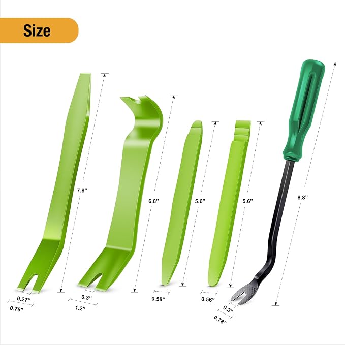 GOOACC 5PCS Auto Trim Removal Tool Kit No-Scratch | Removal Tool Kit for Car Audio Dash Panel Window Molding Fastener Remover Tool Kit-Green