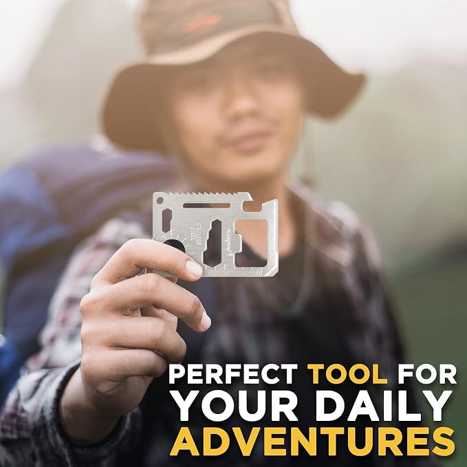 GUARDMAN 11-in-1 Survival Credit Card Multitool – Fathers Day Stocking Stuffer Christmas Gift - Multipurpose Tactical Wallet Tool With Bottle Opener, Survival Knife For Men Birthday Dad - 100 Pack