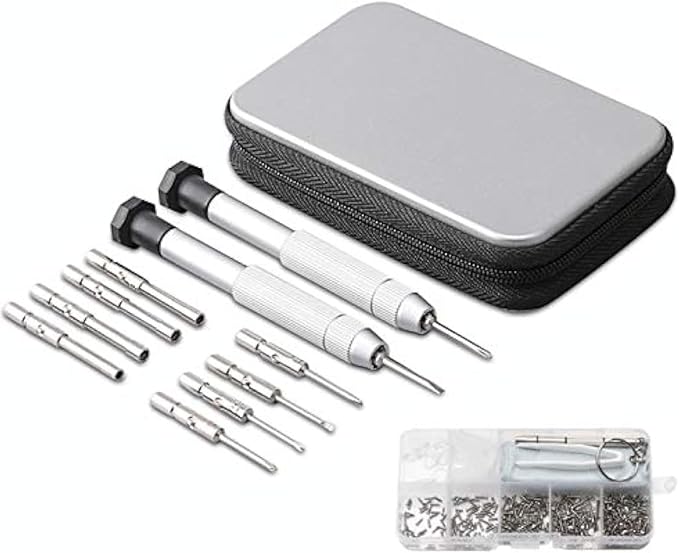 Precision Screwdriver Set, Eyeglass repair kit 10-style screwdrivers | with nose pads/4 in 1 portable screwdrivers/ear hook/tweezer for eyeglasses sunglass watch calculator (with 70-style screws)