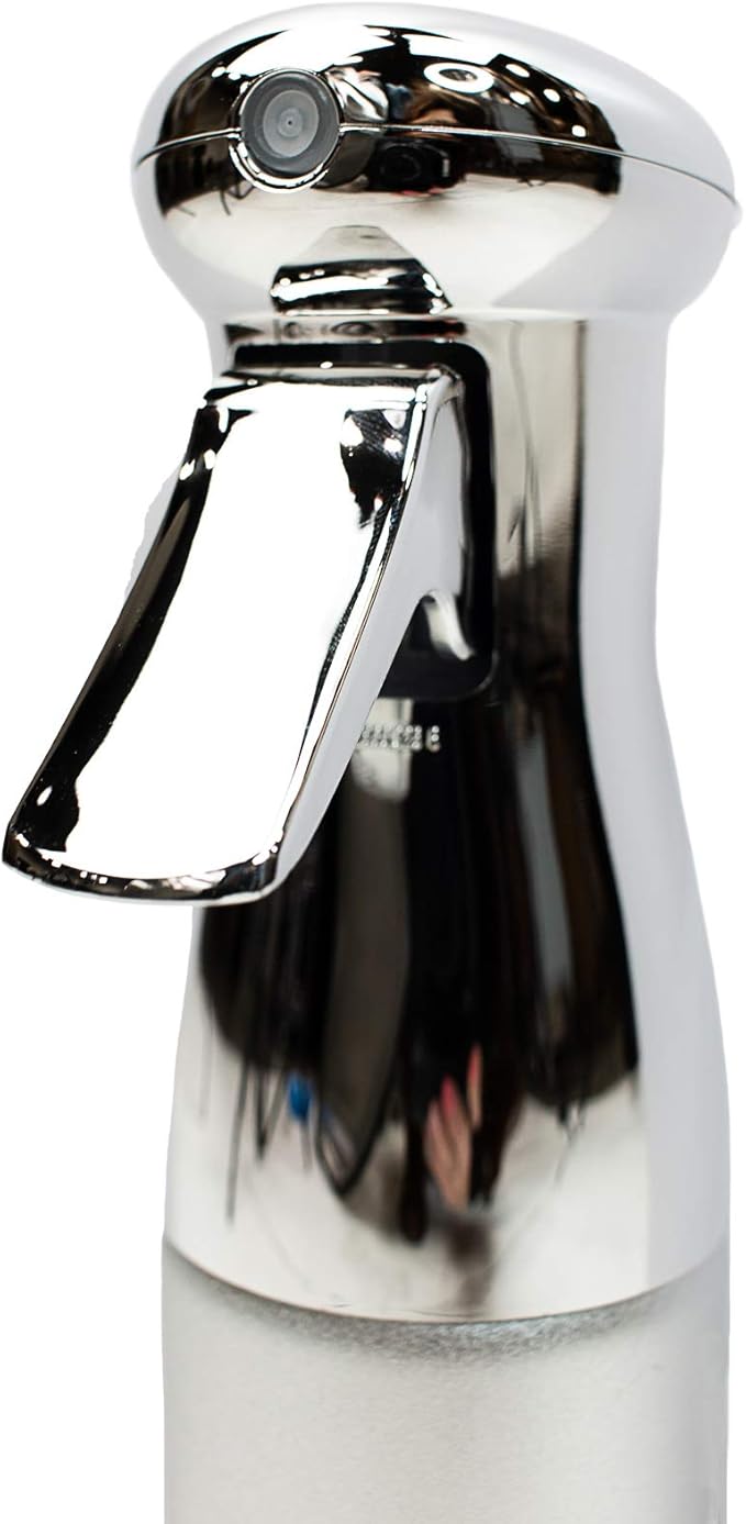 KEEN Continuous Spray Bottle, 10 OZ Fine Mist for Indoor/Outdoor Plant Care, Hair Styling, Skin Refresher Air Mist, Refillable Empty Water Bottle Trigger Sprayer Set, Silver