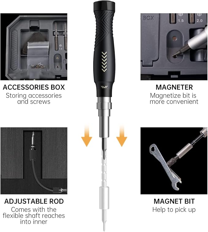 JAKEMY 164 in 1 Precision Screwdriver Set, Laptop Screwdriver Kit, Professional Computer Screwdriver Repair Tools with T5 T6 Torx Screwdriver Bit for MacBook, iPhone, PC, RC, PS5, Watch, Xbox, DIY
