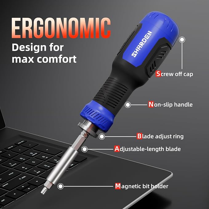 Multi ScrewDriver Set 26 in 1 All in One Adjustable Screw Driver | Telescoping Screw Driver with 12 Double Ended CRV Bits Phillips Slotted Torx Hex Portable Repair Kit for Home Bike Computer