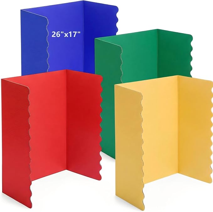 Mooliwe 4 Pack 26" X 17" Trifold Poster Board Tri Fold Poster Boards Foldable Corrugated Business Presentation Display Paper Boards for Science Fair Events, School Projects, Exhibitions