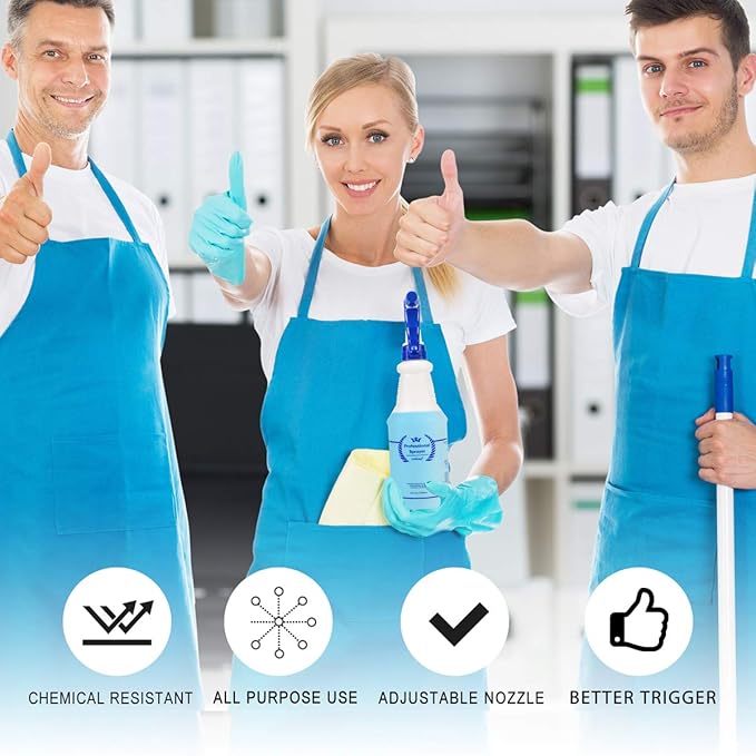 Plastic Spray Bottle 2 Pack, 32 Oz, All-Purpose Heavy Duty Spraying Bottles Leak Proof Mist Empty Water Sprayer for Cleaning Solution, Essential Oils, Hair, Planting with Adjustable Nozzle - Blue