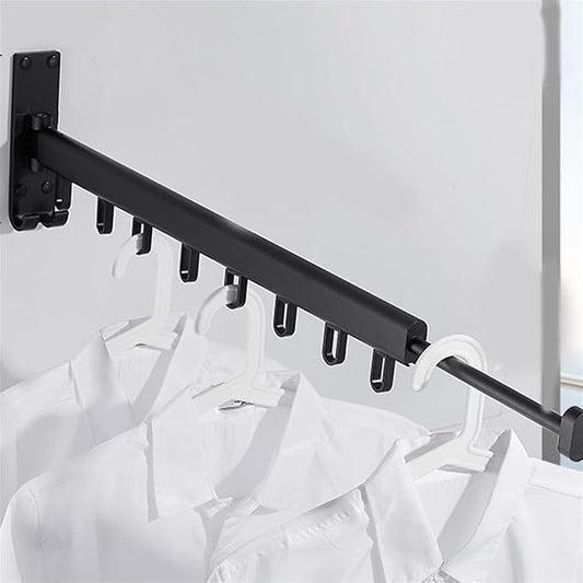 Pull Out Clothes Hanger Rail Rack - Clothes Airer - Clothes Drying Rack Wall Mounted with Space Saver Hangers Design Universal Folding Retractable for Balcony,Black-60cm