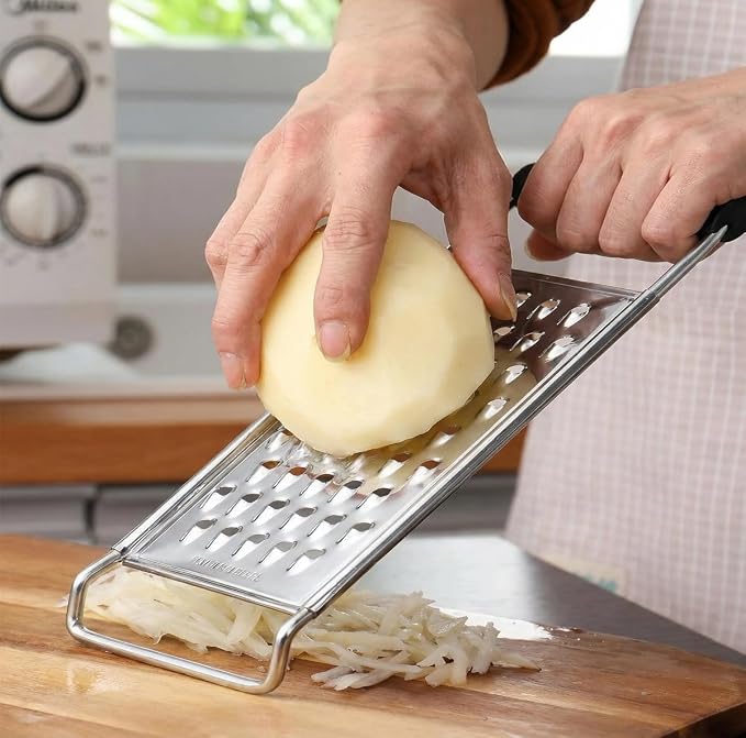 NACOLUS Stainless Steel Cheese Grater with Ergonomic Handle - Coarse Kitchen Grater & Shredder for Parmesan, Vegetables, Chocolate - Classic Design, Dishwasher Safe, Easy Grip (Coarse Grater)