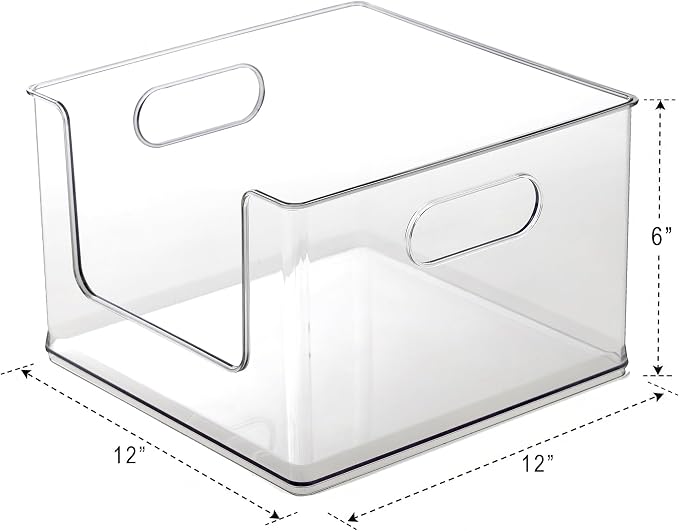 BINO | Stackable Plastic Storage Bins, Open-Front - Clear | THE CLARUS COLLECTION | Pantry Organizers and Storage Containers | Fridge Organizer Bins | Kitchen Cabinet Organizer | Medicine Cabinet Bin
