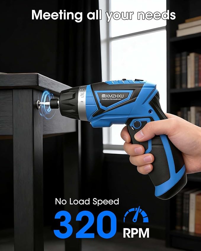 8V Cordless Screwdriver,10+1 Precision Torque Electric Screwdriver | Upgraded Max 10N·m 2000mAh Rechargeable Screw Gun with 50-Piece Kit,180° Pivoting Handle,LED Light,Gift for DIY & Home