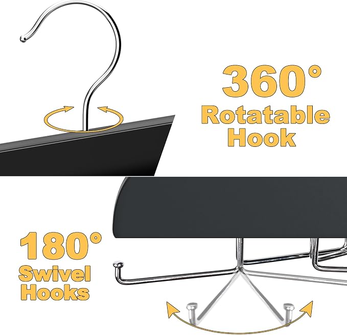Resovo Tank Top Hanger with Premium Wood, 24 Large Capacity, Space Saving,360 Degree Rotating, Foldable Metal Hooks, Tank Tops