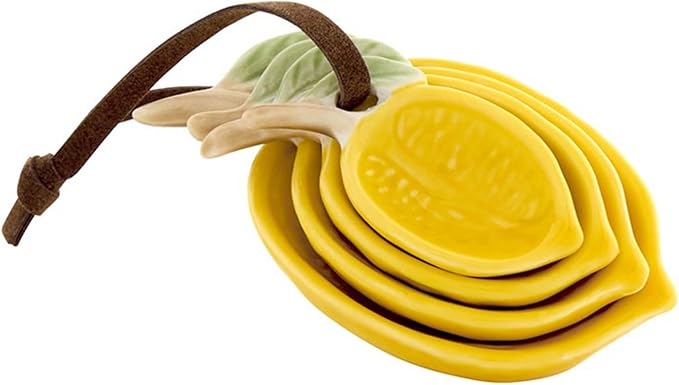 47th & Main Measuring Spoons - Ceramic Lemon Shaped Teaspoons Kitchen Essentials Gift Set, 4-Piece, Yellow