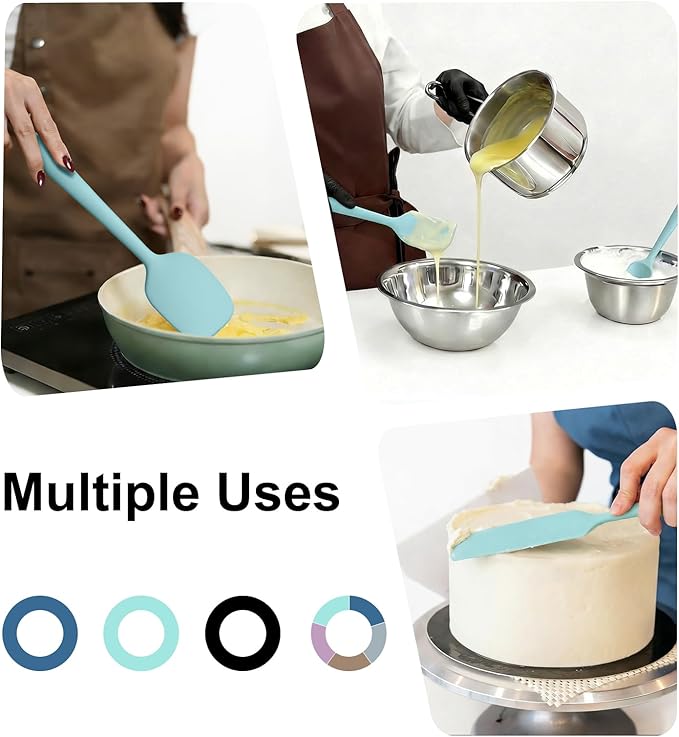 Redfly Silicone Spatula Set, 5 Piece Food Grade Silicone Cooking Utensils Set, Rubber Spatula Heat Resistant Nonstick for Baking, Cooking, Kitchen Utensils Dishwasher Safe Green