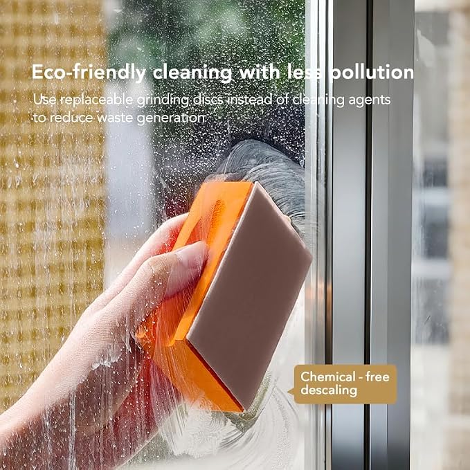 DrDirt Limescale Eraser for Glass, Professional Hard Water Stain Remover Tool for Windows, Shower Screens and Mirrors, Non-Chemical Abrasive Cleaning Block