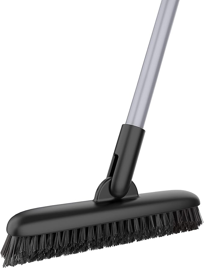 MR.SIGA Heavy Duty Grout Scrub Brush with Long Handle, Shower Floor Scrubber for Cleaning, Tile Scrub Brush with Stiff Bristles