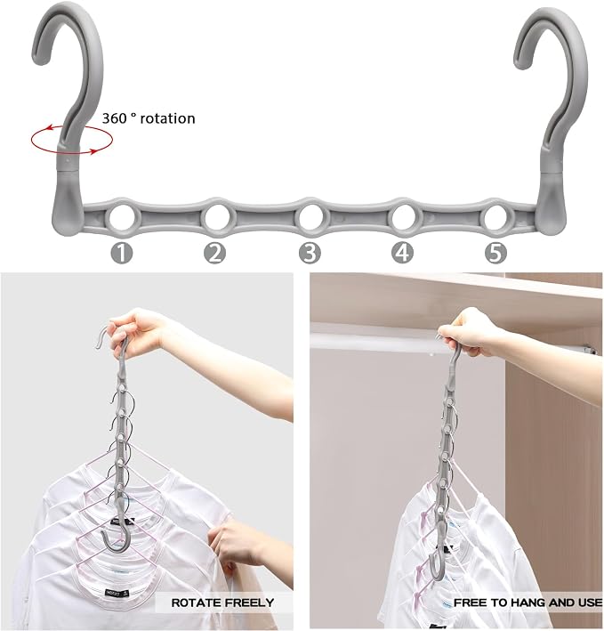 Closet Organizers and Storage, College Dorm Room Essentials for Girls Guys | 4 Pack, Stronger Space Saving Hangers, Clothes Hanger with 5 Holes, Closet Storage Magic Home Organization