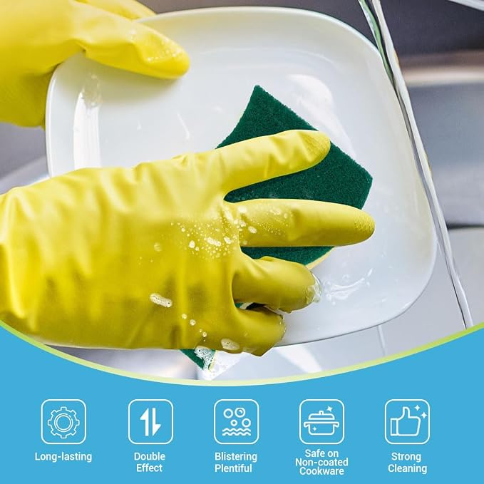 AIDEA Sponges Kitchen, 6Count, Heavy-Duty Scrub Sponges, Sponge for Dishes | Sponges for Non-Coated Cookware, Scrubbing Power for Tough Messes, Cleaning Sponge for Kitchen, Bathroom, Household