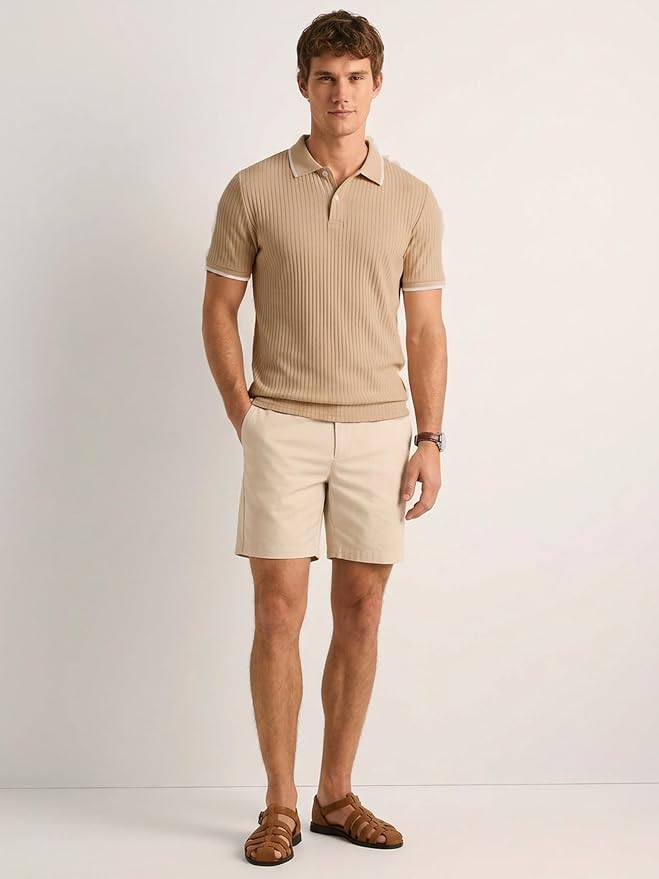 Comdecevis Men's Regular Fit Short Sleeve Knit Polo Shirts | Business casual, lightweight, breathable, stretch textured fabric, moisture wicking, easy care