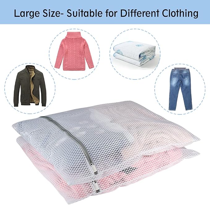 Vivifying XL Large Mesh Laundry Bags, 2 Pack 20 x 24 Inches Honeycomb Mesh Wash Bags for Washing Machine, Delicates Clothes, Sweater, Coats, Stuffed Toys, Blanket (White)