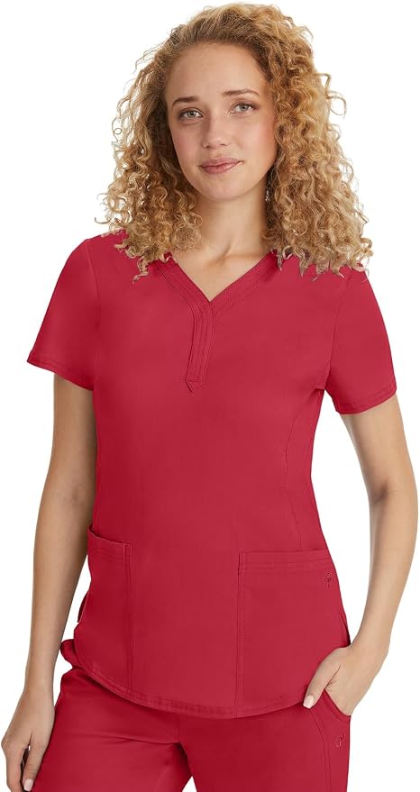 Healing Hands Purple Label Jane Scrub Top for Women Y-Neck Design | 2 Patch Pockets, Slim Fit Side Vents, Fitted Shirttail Silhouette, Breathable Comfort, Easy Care Fabric, Made for Every Shift