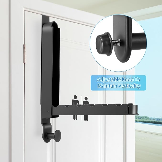 Over The Door Drying Rack, 1 Pack Grey Foldable Clothes Hanger Doors Hooks | Fits Doors Up To 1.88", Foldable Design, 6 Anti-Slip Slots with Extra Hanging Rod, Door Organizer Rack for Laundry Clothes