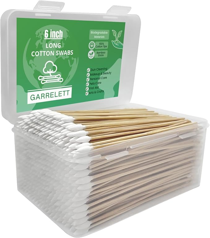 6 Inch Long Cotton Swabs, Pointed or Round Tips for Cleaning | Pointed, Round, and Mixed-Tip Cotton Swab Options with 6 Inch Wooden Handles for Firearm, Electronics, Craft, and Tasks