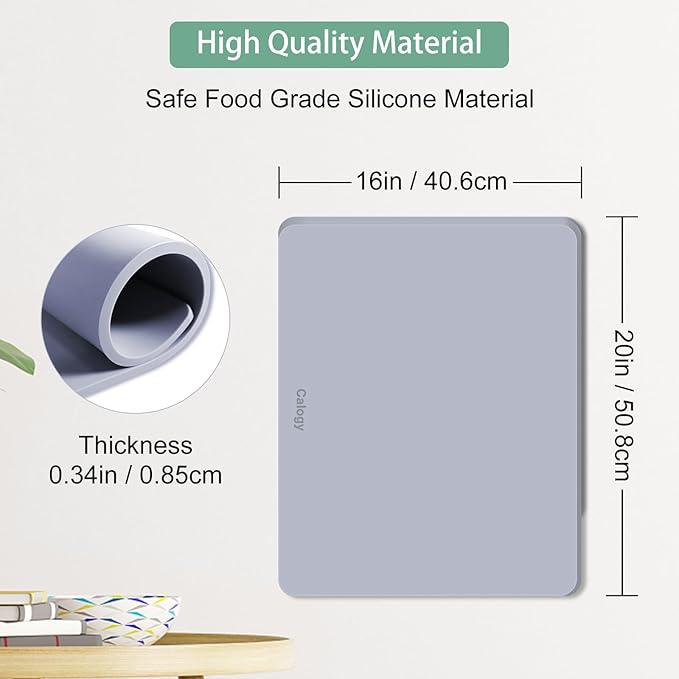 Calogy Heat Press Mat Silicone 16x20 inch, Heat Press Pad Resistant Fireproof 0.34in Thickness, Double Sided Easy Washable Mat for Vinyl Ironing Insulation Transfer Crafting Sublimation