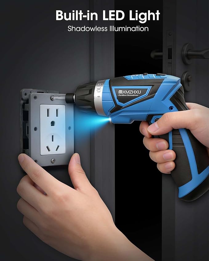 8V Cordless Screwdriver,10+1 Precision Torque Electric Screwdriver | Upgraded Max 10N·m 2000mAh Rechargeable Screw Gun with 50-Piece Kit,180° Pivoting Handle,LED Light,Gift for DIY & Home