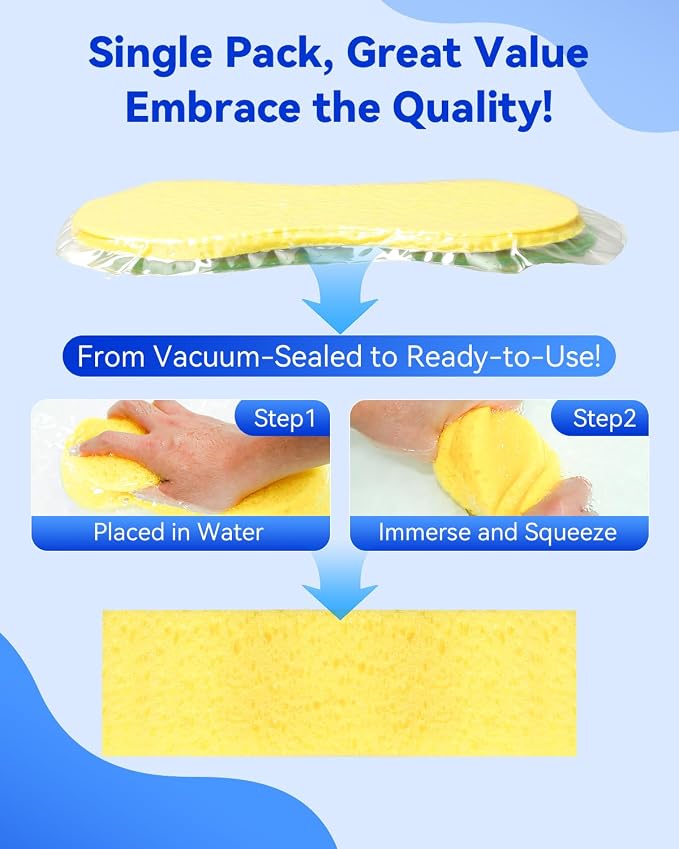 Temede Large Car Wash Sponge, Extra Thick Bone Foam Sponge for Cleaning | 9.1" x 4.3" x 2.4", Giant Car Cleaning Sponge, Easy Grip Multi-Purpose Cleaning Scrubber, Kitchen, Bathroom, Household