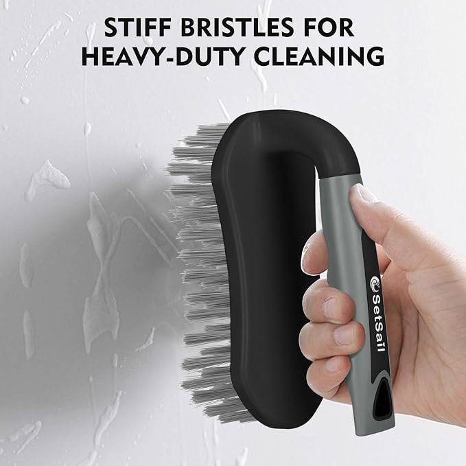 SetSail Scrub Brush, Heavy-Duty Scrub Brushes for Cleaning,Black Gray