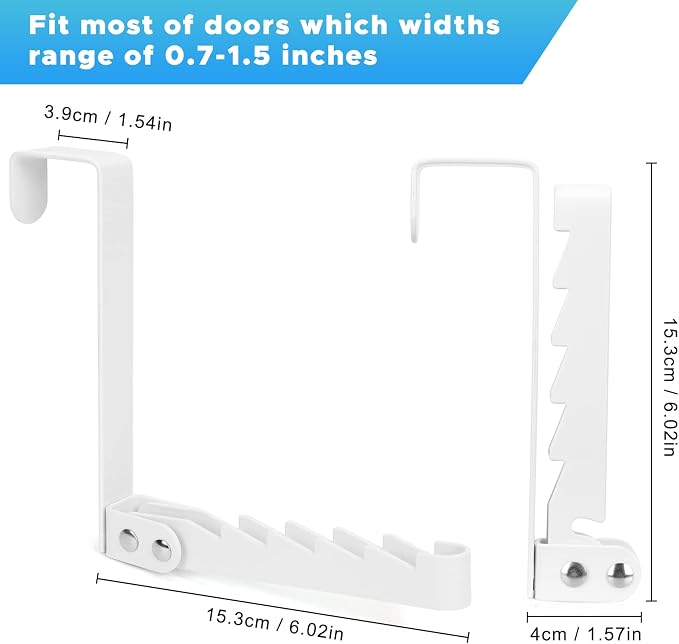 FYY Over the Door Hooks Hanger, 1 Pack Collapsible Folding Over The Door Organizer Rack Space Saving Hanging Storage Hanger for Clothes, Coats, Towels for Bedroom Bathroom White-1PCS 6.02 inch