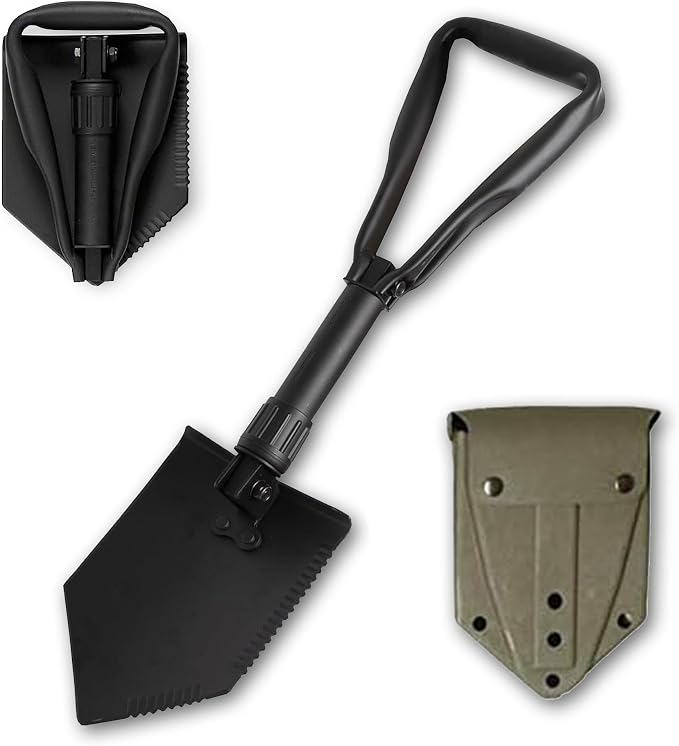 2 Piece Military Grade Entrenching Tool Set – Tri Fold Metal Alloy Folding Camping Shovel w/Plastic Etool Carrier – Compact, Multipurpose Collapsible Shovel – Survival Gear for Outdoor Enthusiasts | Multipurpose Collapsible Shovel – Survival Gear for O...