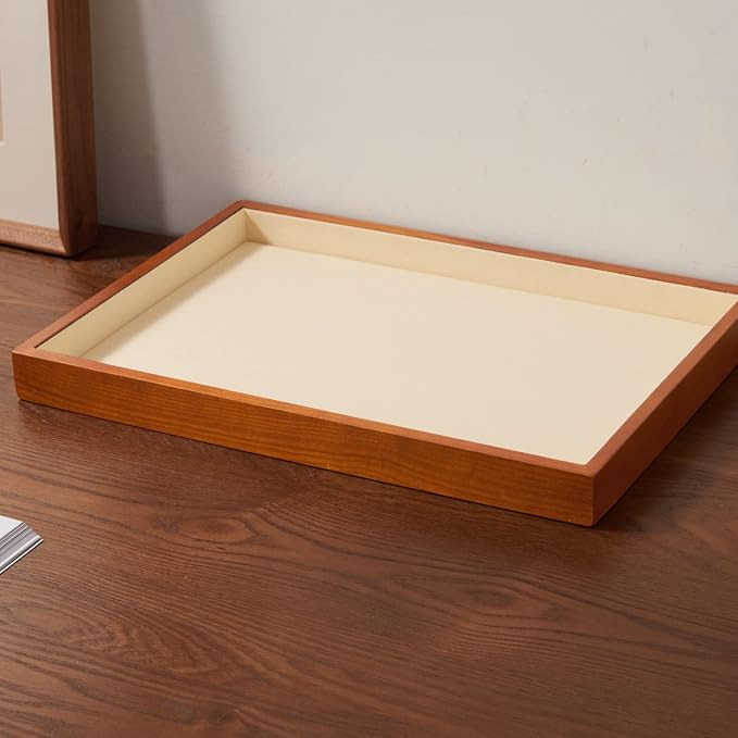 Oirlv Solid Wood Jewelry Tray,Jewelry Drawer Organizer,Watch Tray(Cream) | Stackable Design,For Necklaces Bracelets and Watches Organizing and Presentinge Legantly on Dressers&in Dresser&Vendors