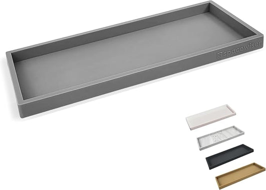 Spacewiser Countertop and Vanity Tray - 11.7" Silicone Bathroom Counter Tray, Dish Soap Trays for Kitchen Counter, Sink Organizer Caddy Accessories, Drawer Toilet Plant Shower Makeup Mat Oil Holder