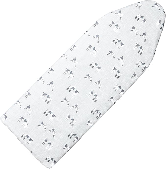 Seiritex Over the Door Ironing Board Cover 13 x 37 inch, Small Iron Board Cover w 3 Layers Heat Reflective Thick Padding with Hook and Loop Fasteners (Gray Sheep)