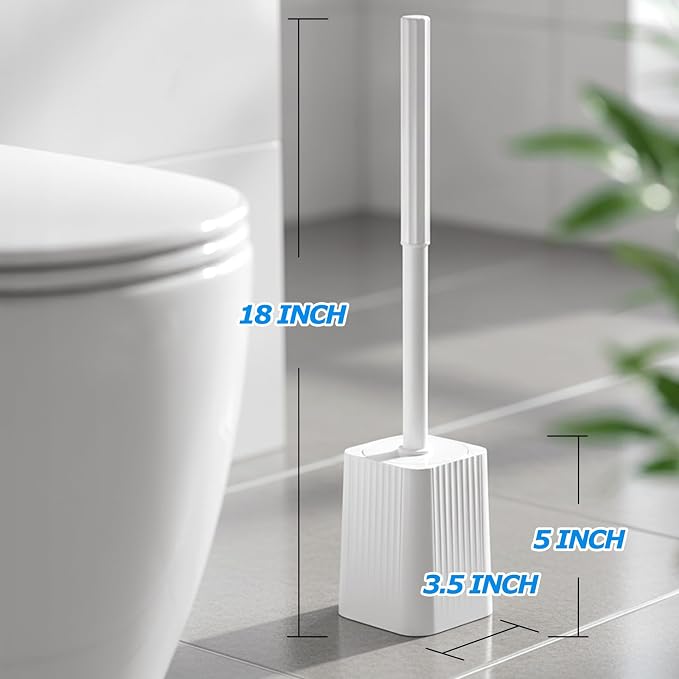 FORASTO 3Pack Toilet Bowl Brush and Holder Set - Toilet Scrubber Brush,Cleaning Brush,Bathroom Decor,Household Essentials,Cleaning Supplies,Home Essentials,White | Plastic & Bristles, 3-Pack Brush Combo, Drip-Free Holder, Bathroom Corner Storage, White...