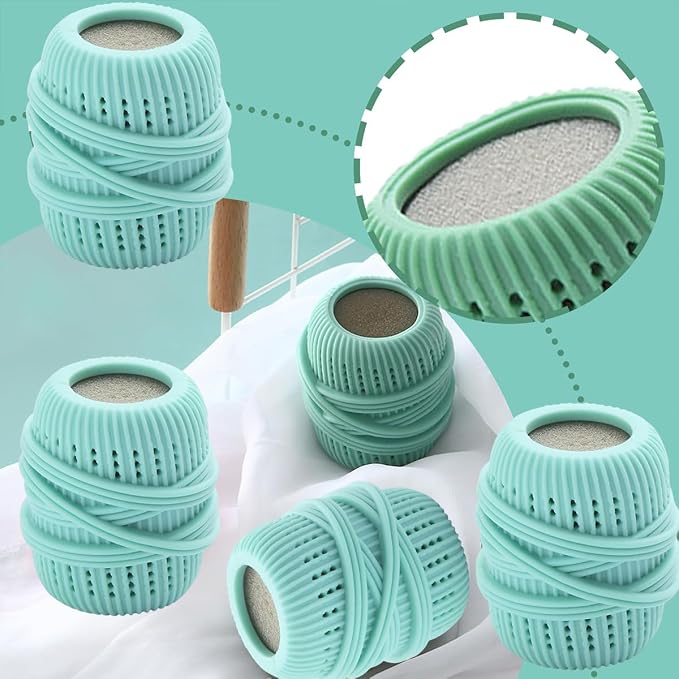 Reusable Fabric Softener Dispenser Balls Laundry Dryer Balls for Washing Sponge Household Substitute Cleaning Tool (Blue)
