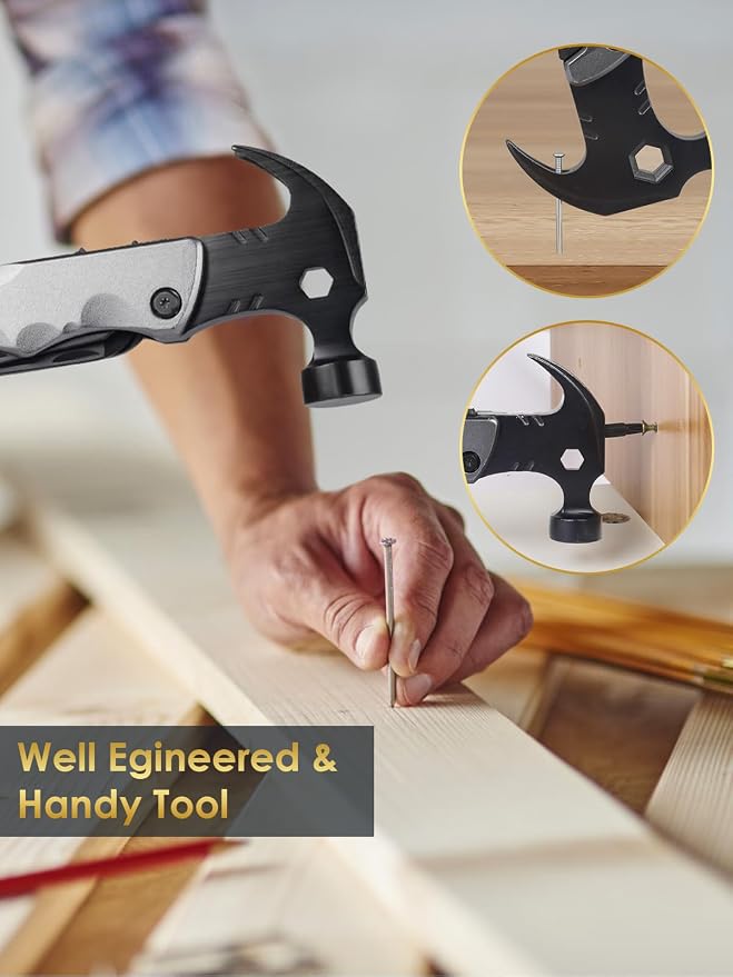 Stocking Stuffers for Men Gifts,Multi Tool Hammer Multitool for Camping | White Elephant Gifts Camping Accessories, Christmas Cool Gifts Ideas for 13-in-1 Tools, Survival Gadgets for Dad Husband