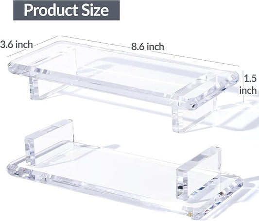 Chivalral Acrylic Bathroom Counter Tray: Water-Resistant Kitchen and Bathroom Tray Countertop Decor,Perfect for Soap Dish,Vanity,Plant,Candle Decor,and Riser Organizer-Small